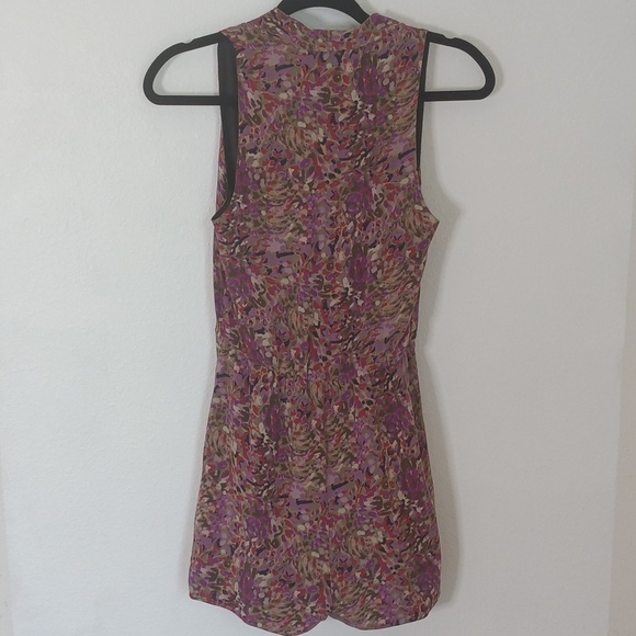 Y2K Bebe Womens Romper Jumper Sz XXS Pink Multi 100% Silk Watercolor One Piece - Picture 5 of 9